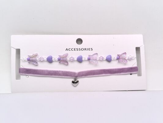 2PCS Kids Pink and White Necklace with Love-shaped Pendant