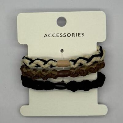 Durable Three Packs of Multi-colored Elastic Hair Ties with High Durability and Smooth Texture
