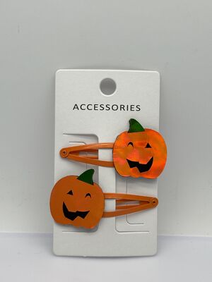 2-Packs Halloween Pumpkin Hair Clip in Various Colors with Various Shapes and Material