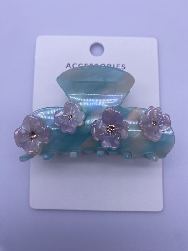 Acrylic Hair Clips with Beautiful Flowers Acrylic Hair Accessories